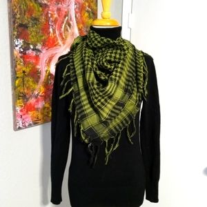 Olive Green Houndstooth Scarf